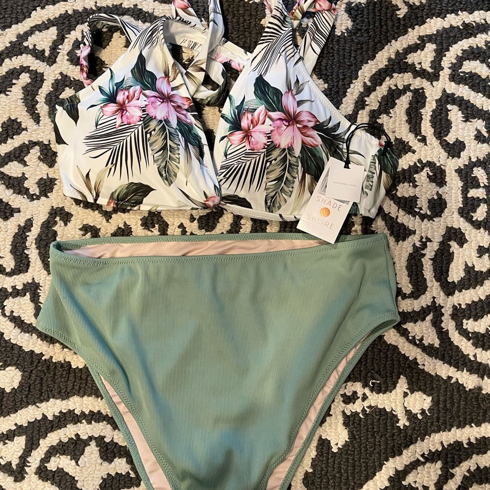 Shade and shore mint/floral bikini